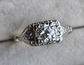 Vintage Art Deco Diamond Engagement Ring | 14K White Gold | Old European Cut | Size 5