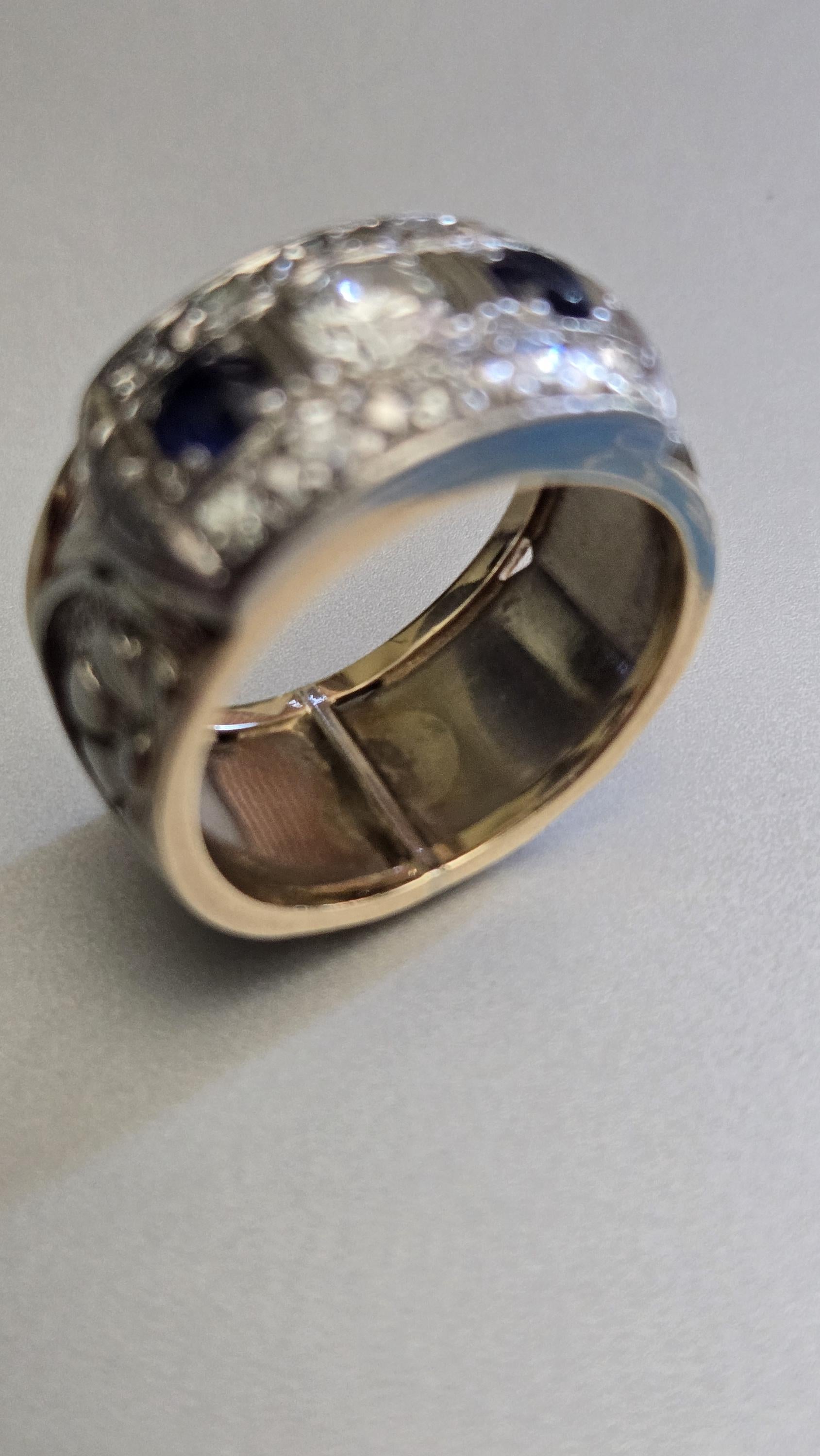 Antique Edwardian Sapphire & Diamond Ring | Wide Two-Tone 14K Gold Cigar Band | Size 4.75