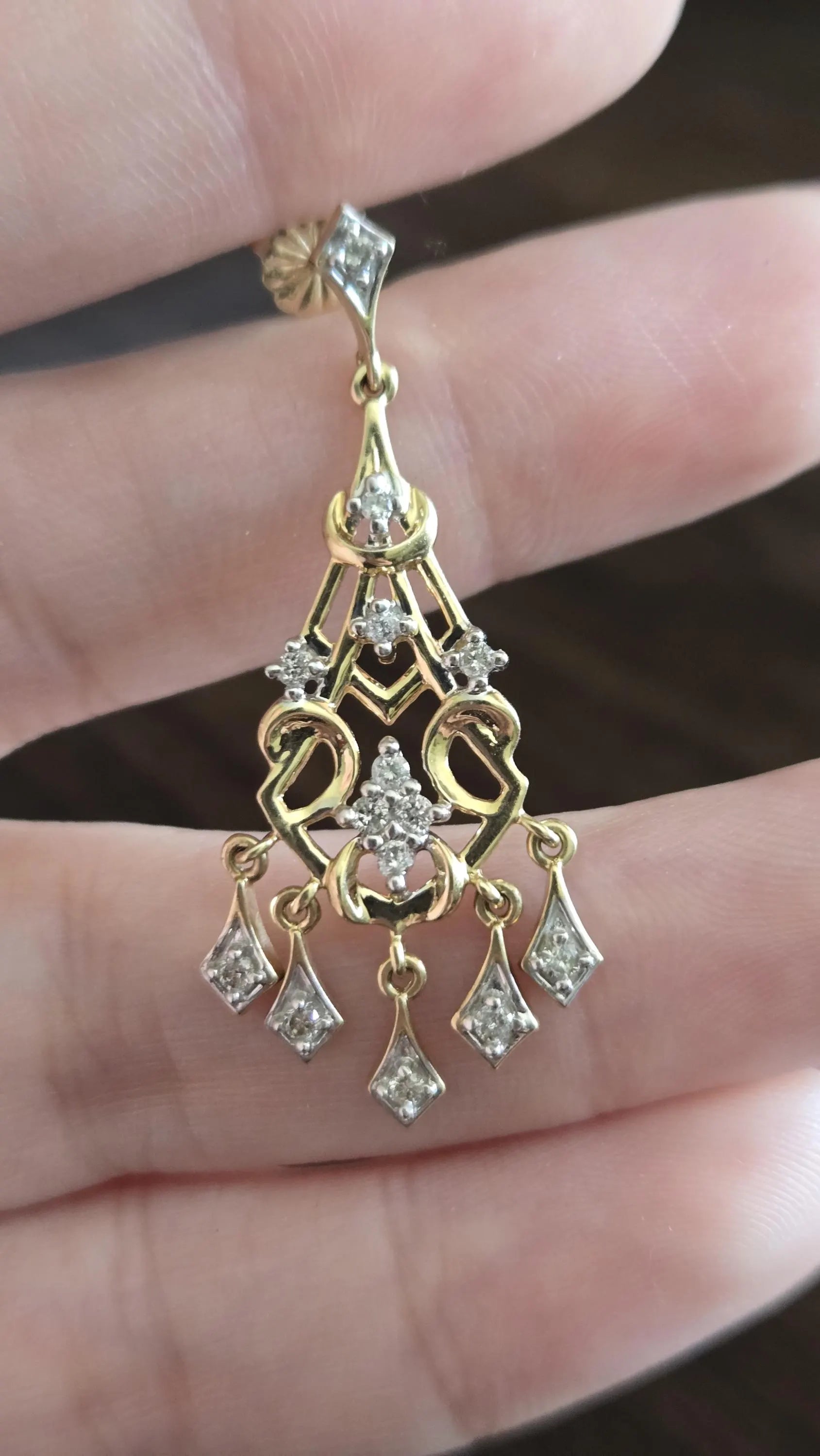 Antique Edwardian Diamond Chandelier Earrings | 14K Two-Tone Gold Drop Earrings